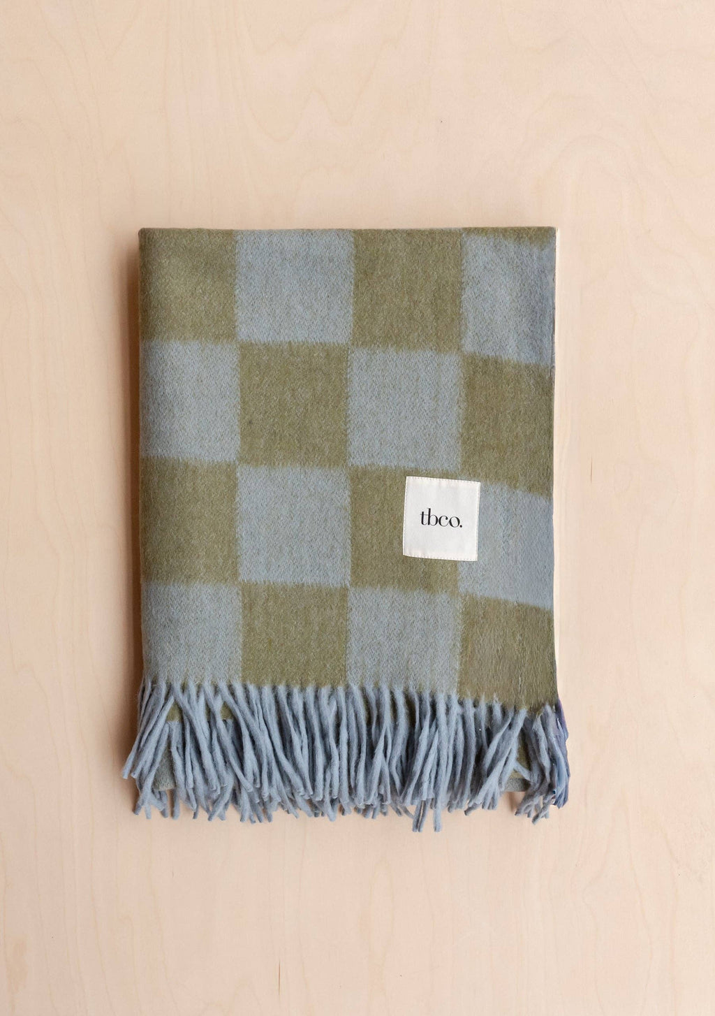 Recycled Wool Blanket in Blue & Green Checkerboard